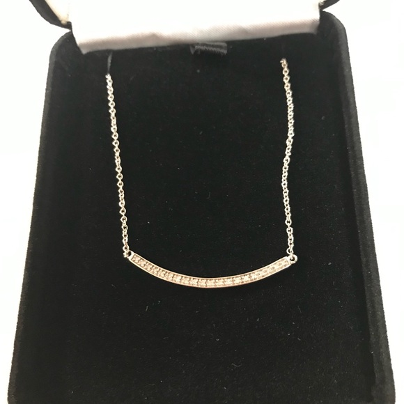 Diamond Bar Pendant Necklace 20 Round Diamonds 18